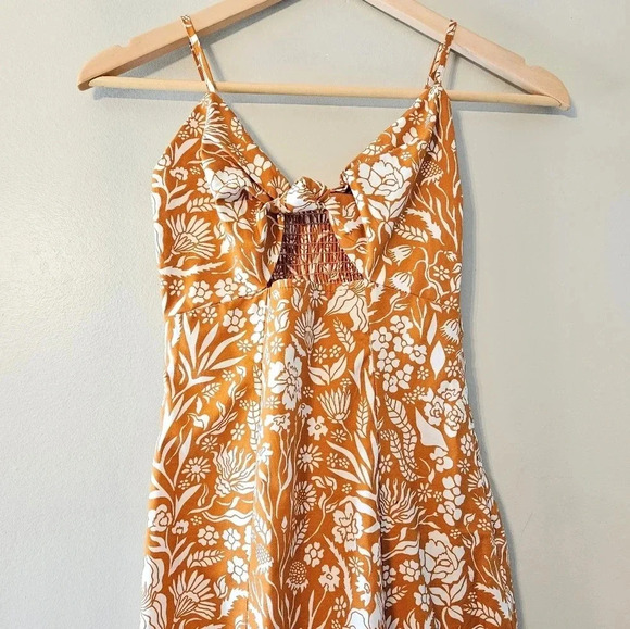 Pixie Market Custom Adobe Boho Floral Sundress Print Knot Midi Dress Size XS. - Picture 7 of 15